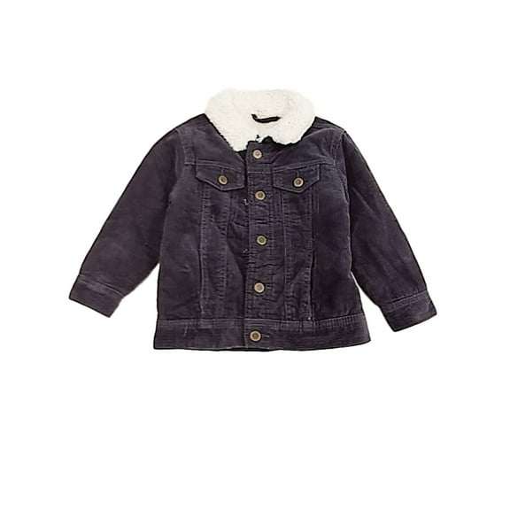 Little Boys Blue Corduroy Sherpa Lined Snap Button Jacket Large 7