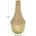 thumbnail image 3 of DecMode 15" Handmade Woven Brown Rattan Vase with Gold Metal Base, 3 of 9