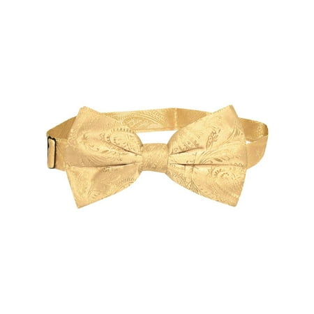 Vesuvio Napoli BOWTIE Gold Color Paisley Color Men's Bow Tie for Tuxedo or