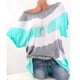 thumbnail image 2 of Camiseta de mujer Blusa con estampado de rayas en la parte superior de manga corta con un hombro, Verde, 3XL Scienceny  AP001847-06, 2 of 5
