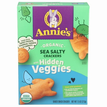 Annie's Homegrown Organic Sea Salty Crackers With Hidden Veggies 7.5 oz - Pack of 2
