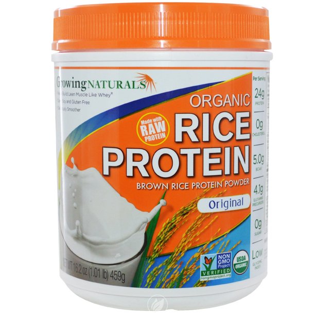 Growing Naturals Rice Protein Powder Original Organic 1 Lb, Pack of 2