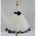thumbnail image 3 of Ekidsbridal Satin Ivory Black Tulle Rose Petal Flower Girl Dress Christmas Party Bridesmaid Holiday Wedding Pageant Birthday 302T S, 3 of 3