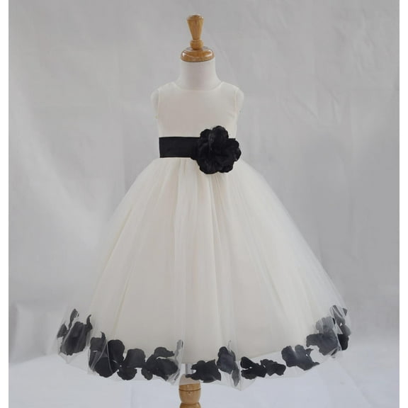 Ekidsbridal Satin Rose Petals Tulle Ivory Flower Girl Dress Junior Bridesmaid Gown Ballroom Pageant 302T 6