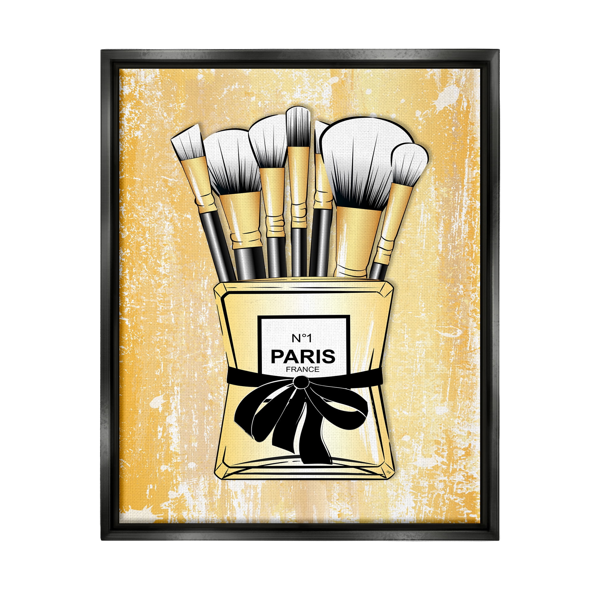 Stupell Industries Makeup Brushes Glam Perfume Beauty & Fashion Painting  Black Floater Framed Art Print Wall Art 