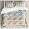 thumbnail image 1 of Abstract Duvet Cover Set King Size, Pastel Color 90s Retro Memphis Style Paint Brush Stroked Funky Conceptual Pattern, Decorative 3 Piece Bedding Set with 2 Pillow Shams, Multicolor, by Ambesonne, 1 of 3