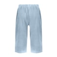 thumbnail image 4 of Huankd Bermuda Shorts For Women Linen Shorts Knee Length Elastic Waist Long Shorts Casual Summer Shorts Petite Capri Pants Dressy Beach Comfy Pull On Shorts With Pockets Light Blue L, 4 of 5