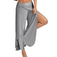 thumbnail image 1 of Capreze Women Palazzo Pant Wide Leg Trousers Solid Color Yoga Pants Stretch Bottoms High Waist Light Gray XXL, 1 of 2