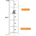 thumbnail image 2 of 6 Tier Corner Shelf with LED Light, 67.5” Tall Standing Shelf Organizer, White Narrow Bookshelf with Storage Rack for Wall Corner, Living Room, Bedroom, Metal Frame, Wood Display Shelf, 2 of 9