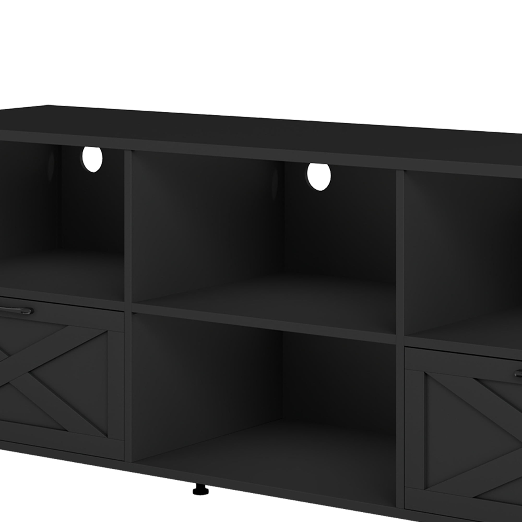 Uforic Modern TV Cabinet with Vibrant LED Lights, 70" Entertainment Center, Fits TVs up to 80", Black