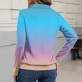 thumbnail image 4 of Women's Long Sleeve Polo Shirts Casual Gradient Color V Neck Tops Fall Collar Ladies Tunics Tees Blue 2XL, 4 of 4