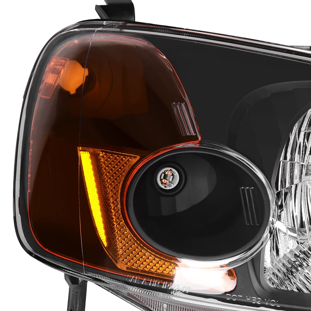 RVNI Fits 2001-2003 Honda Civic 4-Door Sedan Black Headlights Amber Corner Lamps