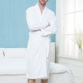 thumbnail image 7 of Herrnalise Men Solid Casual Keep Warm Pocket Gimp Night Gown Bathrobe terry cloth robe White, 7 of 7