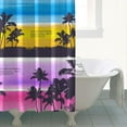 thumbnail image 4 of Coastal Palm Tree and Sunset Shower Curtain 72x72, Hawaii Island Vibes, Quick-Dry Polyester with Hooks, 4 of 5