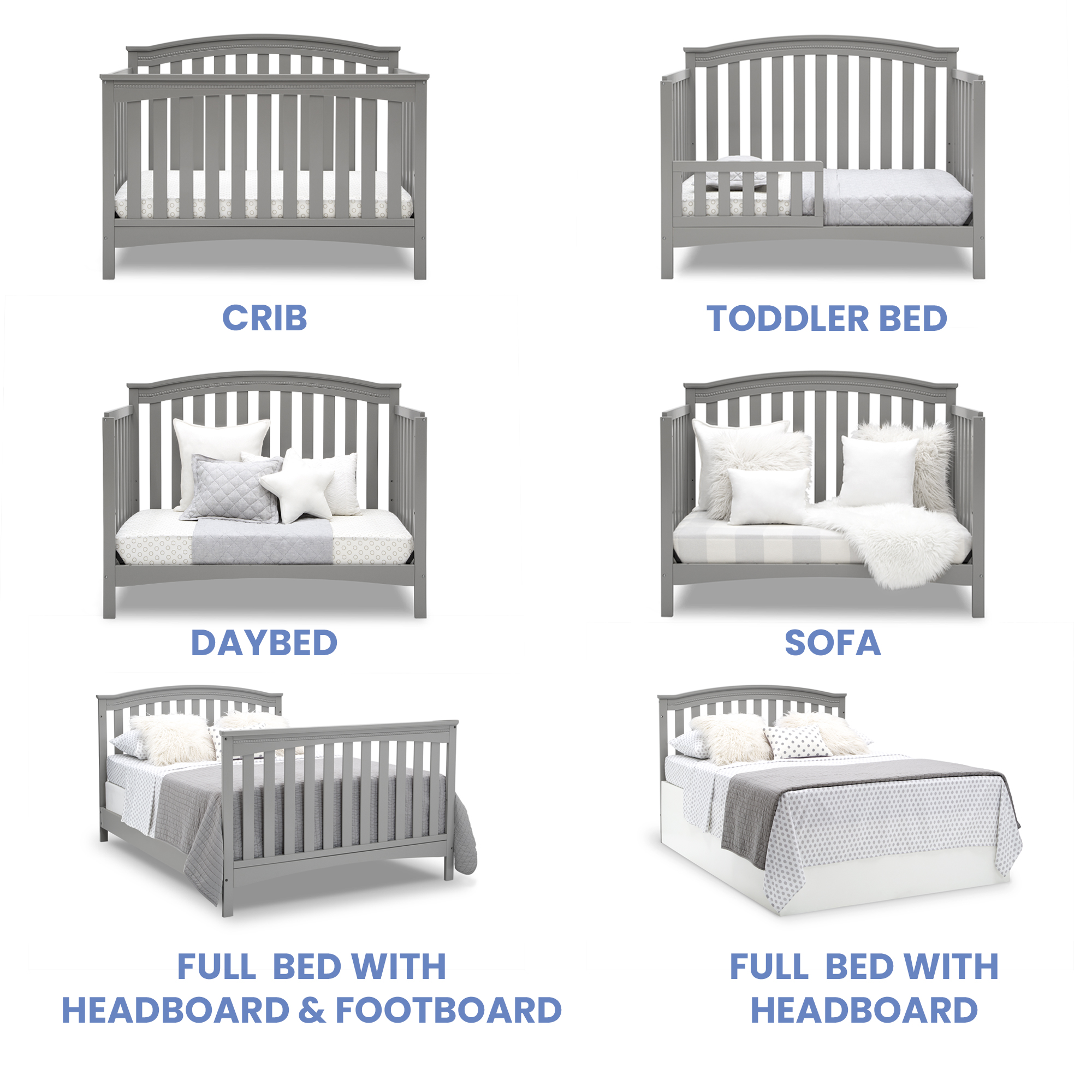 Delta Children Waverly 6-in-1 Convertible Baby Crib, Grey - image 5 of 14