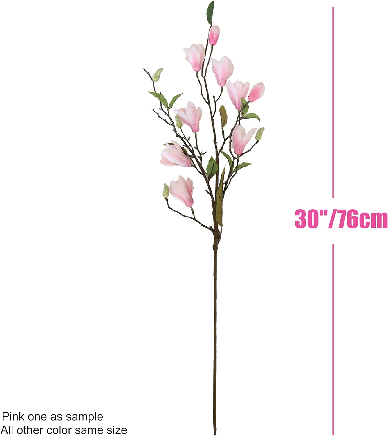Artificial Flower 6pcs 30'' Long Stem Silk Magnolia Flower with 7 Blossoms and 2 Buds for Home Décor Housewarming Gift Wedding Bridal Bouquet Centerpiece Reception Hotel Restaurant(White)