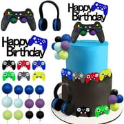 21 PCS Video PresNok Game Birthday Cake Toppers Controller Headset Ball Cake Decoration for Video Game Theme Birthday Party Supplies