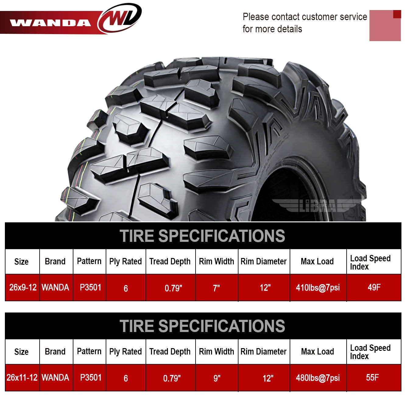 26x9-12 & 26x11-12 ATV Tires Set for 12-17 Kawasaki Teryx4 Base/LE/Camo 750 4X4