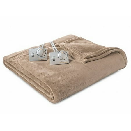 Biddeford Tan Heated MicroPlush Electric Warming Blanket Full Bed Single Control