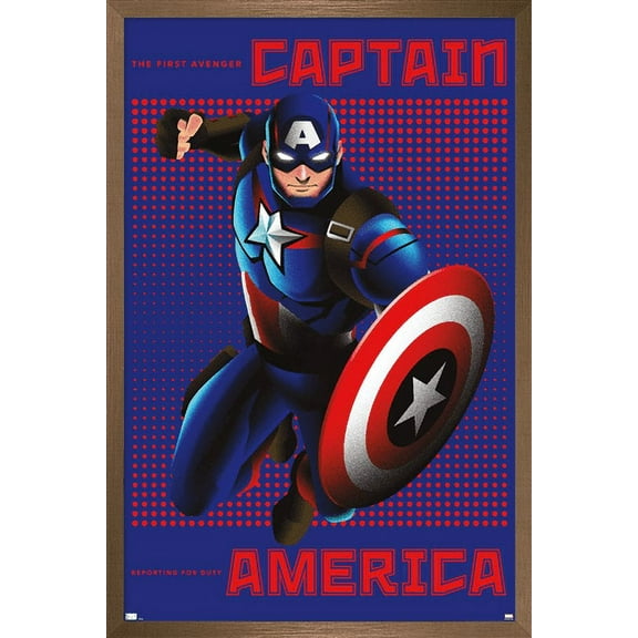 Marvel Shape of a Hero - Captain America Wall Poster, 22.375" x 34", Framed