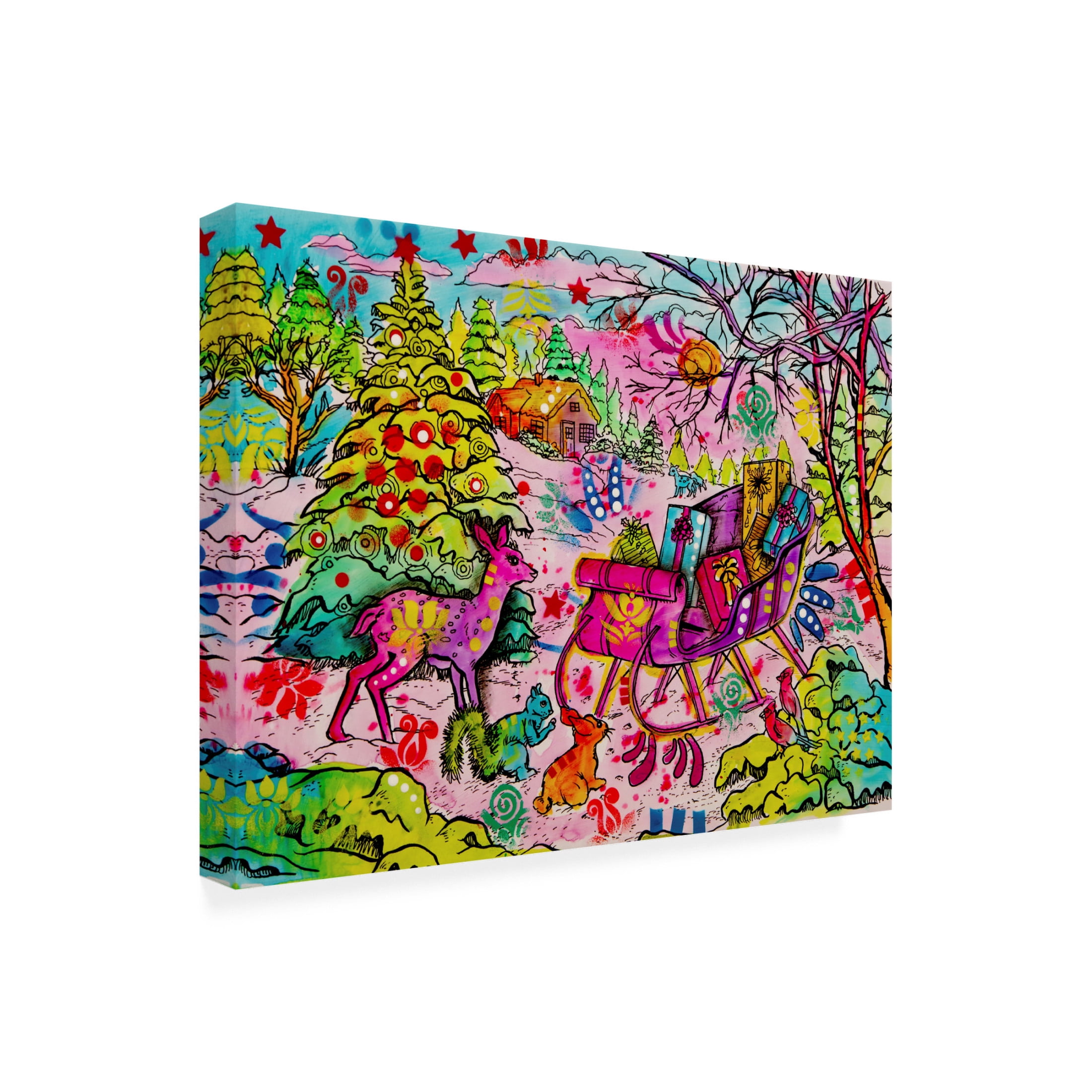 Canvas Wall Art - Dean Russo 'Deans Christmas Sleigh' Wall Art for Living Room, Bedroom, or Office Décor by Trademark Fine Art - 47 x 35 Inches