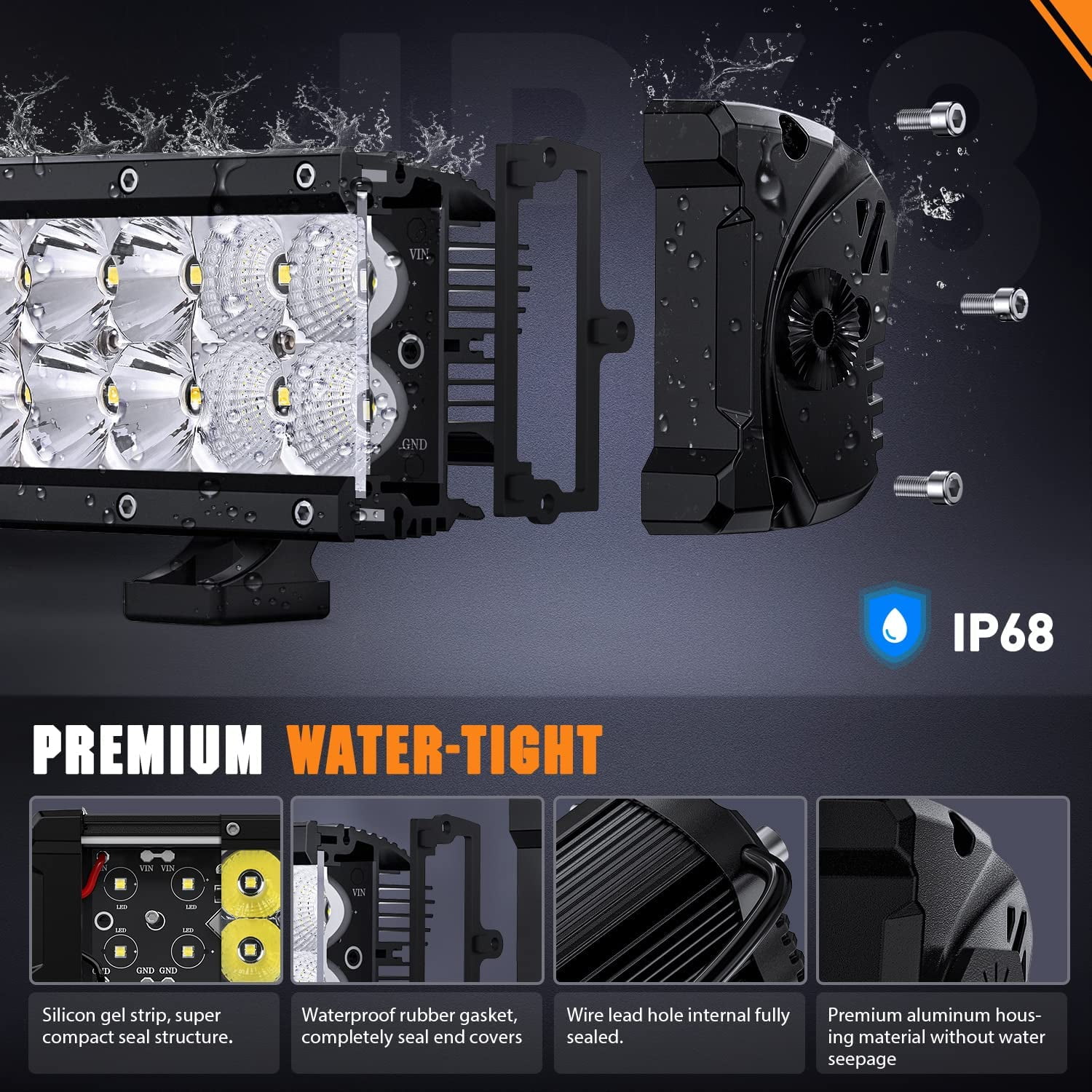 Nilight 13.5 Inch LED Light Bar 120W Flood Spot Combo Beam 14400LM IP68 Offroad Lighting LED Driving Lamp for Pickup Truck SUV ATV UTV Boat 4x4 Jeep