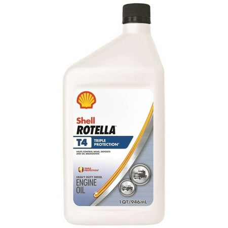 Shell 550049483 Rotella T4 Triple Protection Motor Oil, 1 Quart, Each
