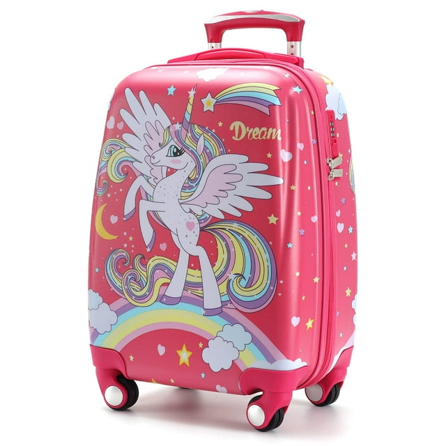 GURHODVO Valise pour Enfants Valise à Roulettes pour Enfants avec 4 Roues Coque Rigide pour Bébé Voyage (Licorne)