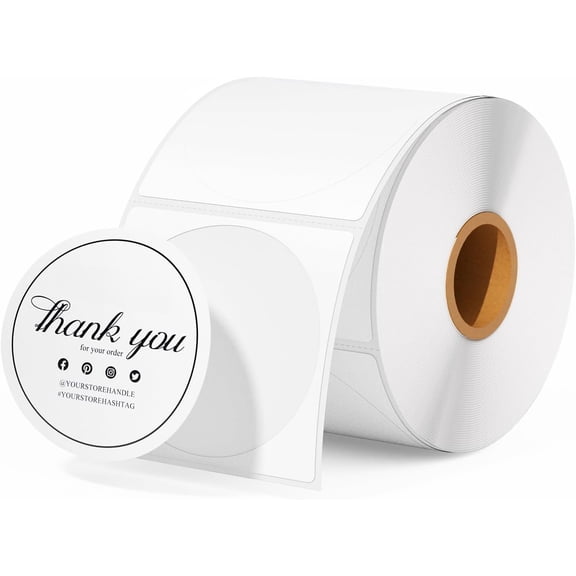 2 Inch Circle Thermal Sticker Labels, Self-Adhesive Round Direct Thermal Labels for Business, 750 Sheets/1 Roll