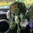 thumbnail image 1 of Hand Knitting Needles Potted Plant Crochet Car Rearview Mirror Hanging Decor~ S0F8, 1 of 9