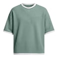 thumbnail image 4 of TAmten Men's Casual Drop Shoulder Short Sleeve T Shirt Light Green,S, 4 of 4