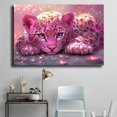 thumbnail image 5 of Mudket Framed Pink Leopard Cub Canvas Wall Art, Cute Trendy Pink Leopard Wall Art for Girls Bedroom, Animal Print Room Decor, Ready to Hang - 12"L x 8"W, 5 of 10