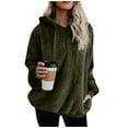 thumbnail image 2 of Pull à Capuche Manches Longues Hiver Femmes Pull Chaud avec 1/4 Zip, 2 of 7