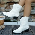 thumbnail image 6 of YLYL Ankle Booties for Women Embroidered Wide Calf Pointed Toe Chunky Heel Pull on Western Cowboy Cowgirl Boots, 6 of 9