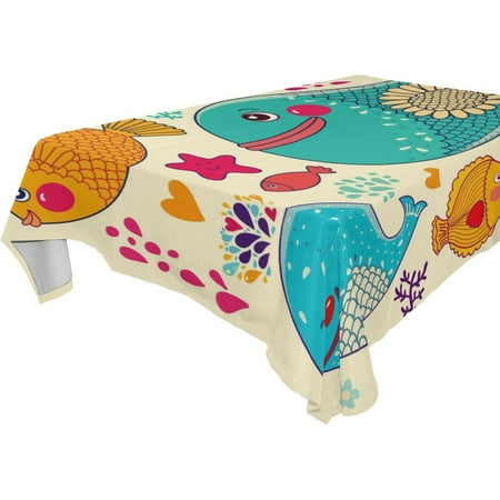 

POPCreation Fish Tablecloths Whale Table Top Decoration 60x120 inches