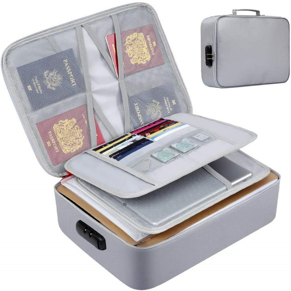 Fireproof Document Bag (14.17 x 10.36 x 3.93 inch) with Lock, Fireproof