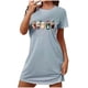 thumbnail image 5 of Camisón corto de talla grande para mujer, camisón de manga corta con estampado de pecho a la moda, camisón para mujer, 5 of 5