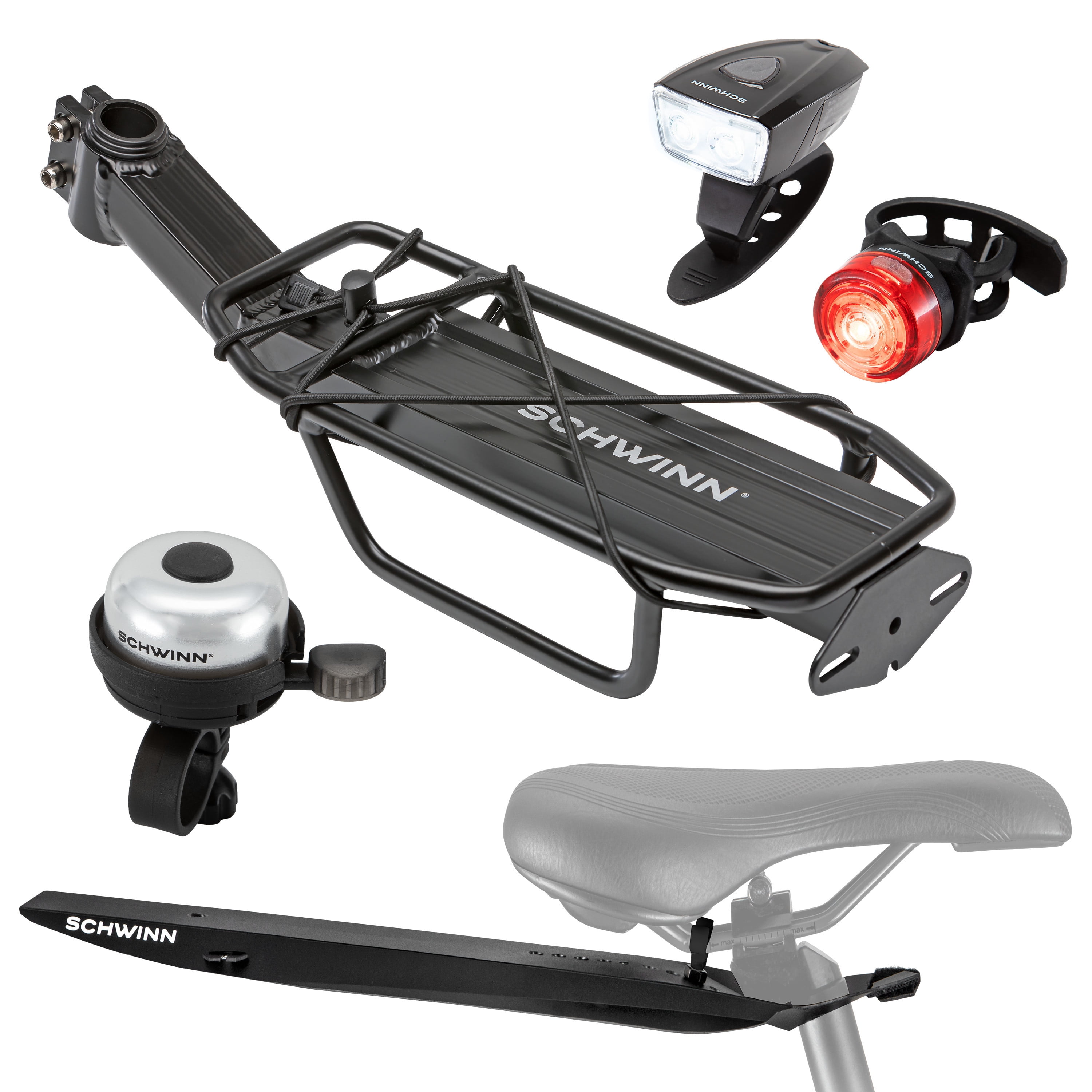 Schwinn Commuter Bundle Bike Accessories Lights, Bell, Rack, And