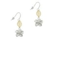 thumbnail image 2 of Delight Jewelry Silvertone White Plumeria Flower Goldtone Leaf French Earrings, 2 of 4