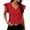 Red, variant on Womens Summer T-Shirts V Neck Ruffle Flutter Sleeve Shirts Breathable Soft Business Casual Solid Tops