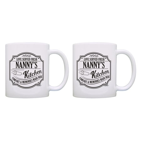 

ThisWear Sentimental Mug for Nanny Love Served Fresh Nanny s Kitchen Comfort 2 Pack 11oz Coffee Mug Set Nanny