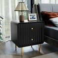 thumbnail image 3 of HLR Modern Fluted Wood Nightstand Set of 2 with 2 Drawers, Bedroom Black Bed SideTable with Storage, 3 of 9