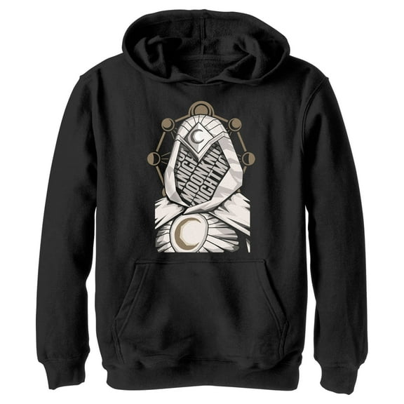 Boy's Marvel: Moon Knight Mask Cutout  Pull Over Hoodie Black Medium