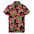 thumbnail image 2 of Camisas hawaianas con estampado 3D de sandía tropical para mí, camisas de verano de manga corta con botones, ropa para hombre, blusa con solapa, 2 of 5