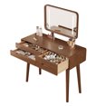 thumbnail image 3 of Solid Wood Vanity Desk with Mirror and Lights, Adjustable Height and Brightness, Makeup Vanity with 3 Drawers, Dressing Table for Bedroom, Living Room, Walnut, 3 of 10