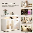thumbnail image 4 of Sideboard Buffet Cabinet with Storage with 3 Drawers and 2 Doors, Auto-Sensor 20 Color Lights Console Table with Charging Station,Touch Control Console Coffee Bar Table for Kitchen,Dinning(White), 4 of 6