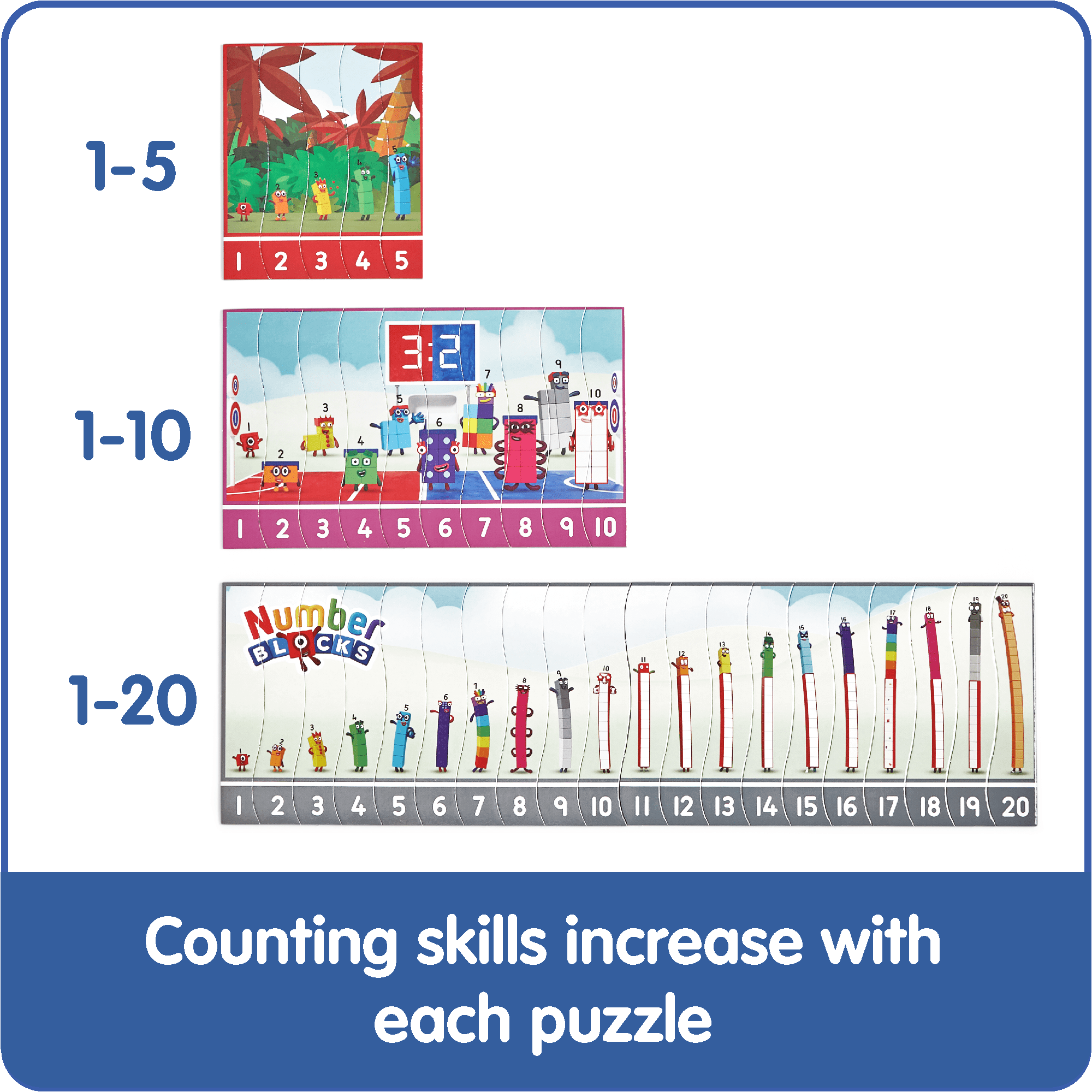 hand2mind Numberblocks® Sequencing Puzzle Set, Sequencing Number Puzzles, Math Puzzles