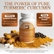 Turmeric Curcumin 1000mg - 95% Curcuminoids & Black Pepper Extract for Joint & Immune Health Support, 90 Count