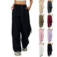 thumbnail image 4 of WhouRiu Big Girl' Cargo Pants Drawstring High Waisted Wide Leg Pants Kids Streetwear Comfy Lightweight Trousers Gray,Sized 12-13, 4 of 4