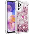thumbnail image 4 of for Samsung Galaxy A23 4G/5G Glitter Case with Ring Holder, Bling Sparkle Floating Liquid Soft TPU Cushion Fashion Girly Women Girls Clear Case Cover for Samsung Galaxy A23  Rose Gold, 4 of 7